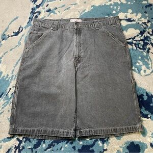 Levi's Charcoal Gray Denim Baggy Carpenter Jorts with Contrast Stitching